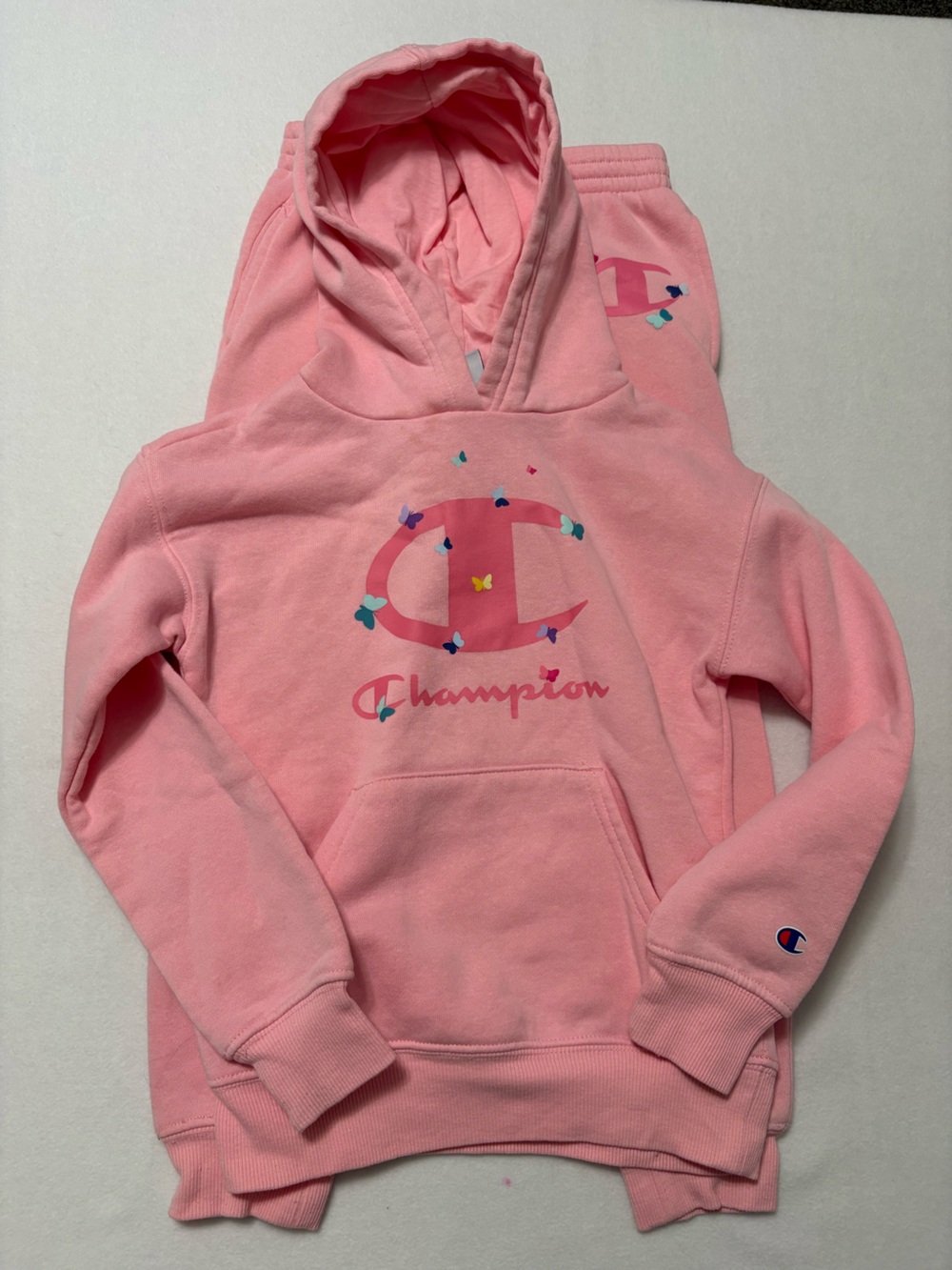 Champion Girls Geometric Hoodie & Jogger Set Pink Size 6